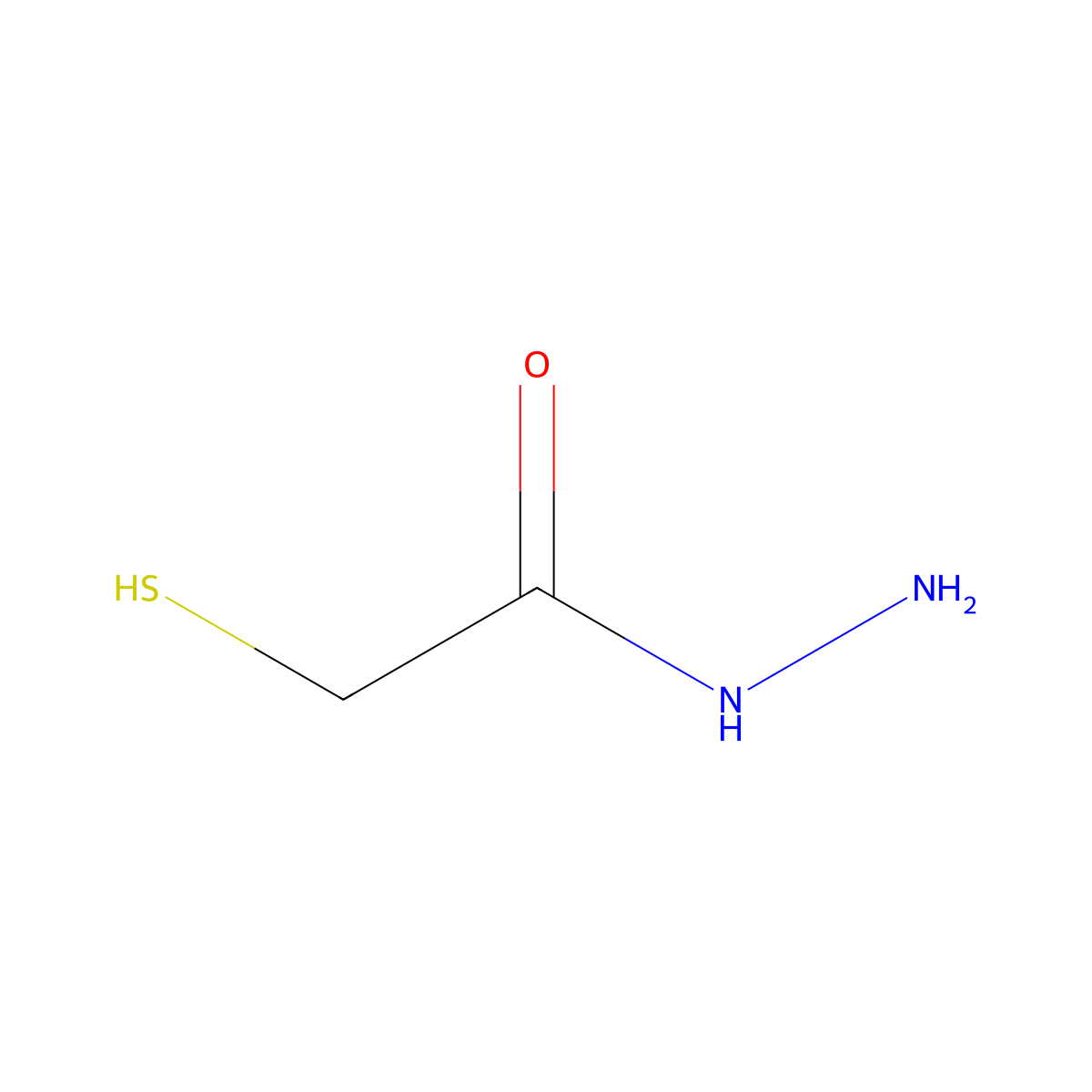 Mercaptoacetic acid hydrazide molecular structure, CAS 760-30-5