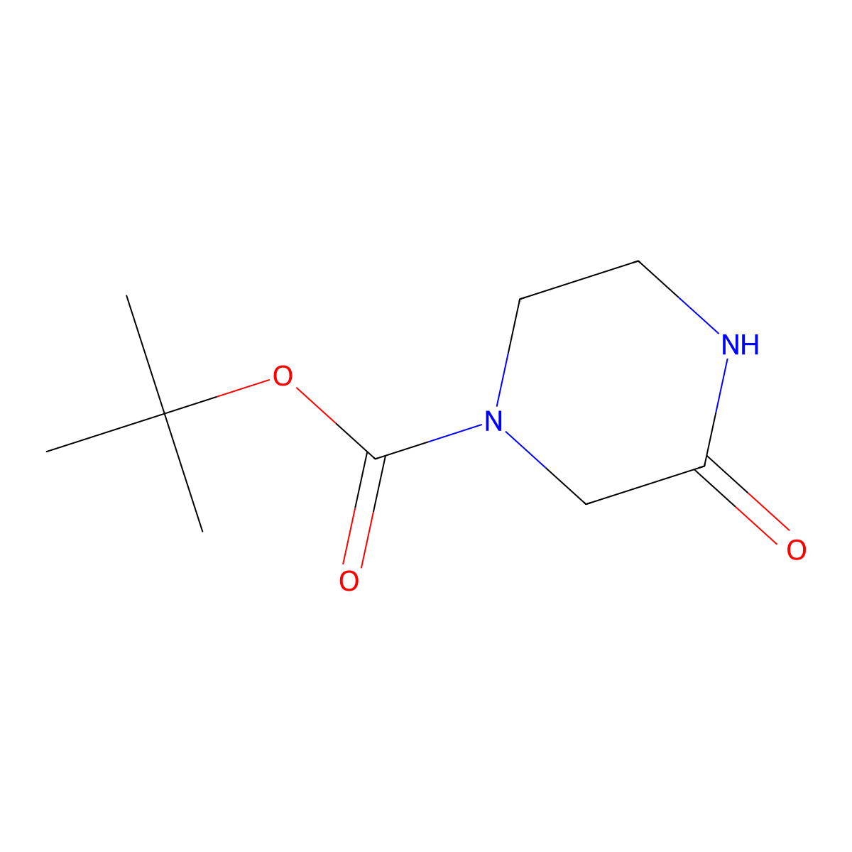 Tert-butyl 3-oxopiperazine-1-carboxylate molecular structure, CAS 76003-29-7