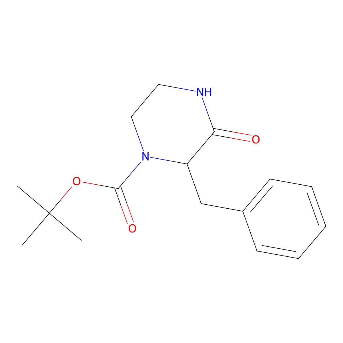 1,1-Dimethylethyl 3-oxo-2-(phenylmethyl)-1-piperazinecarboxylate molecular structure, CAS 76003-31-1