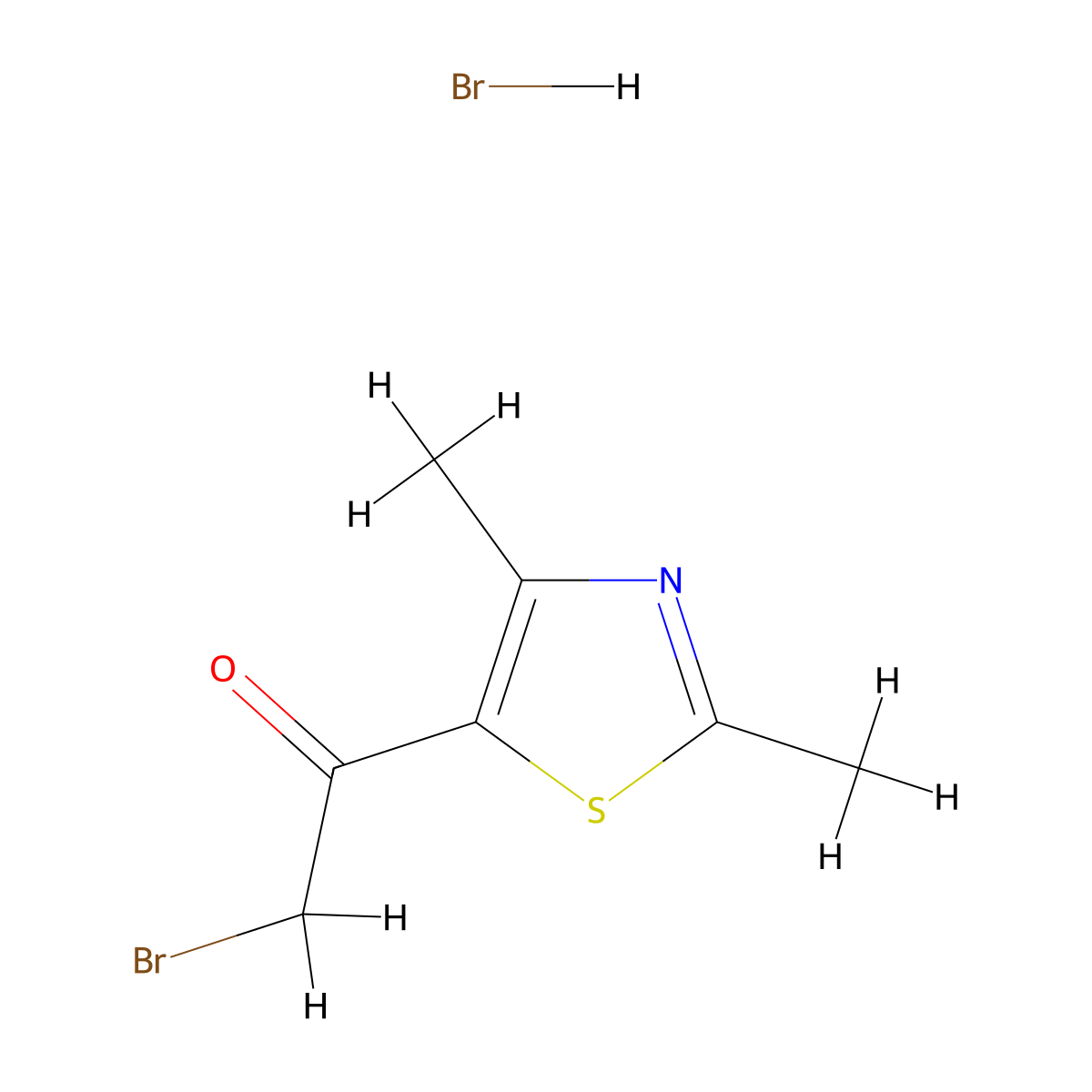 2-Bromo-1-(dimethyl-1,3-thiazol-5-yl)ethan-1-one hydrobromide molecular structure, CAS 76007-16-4
