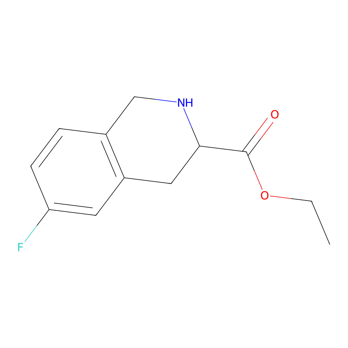 Ethyl 6-fluoro-1,2,3,4-tetrahydroisoquinoline-3-carboxylate molecular structure, CAS 760115-66-0
