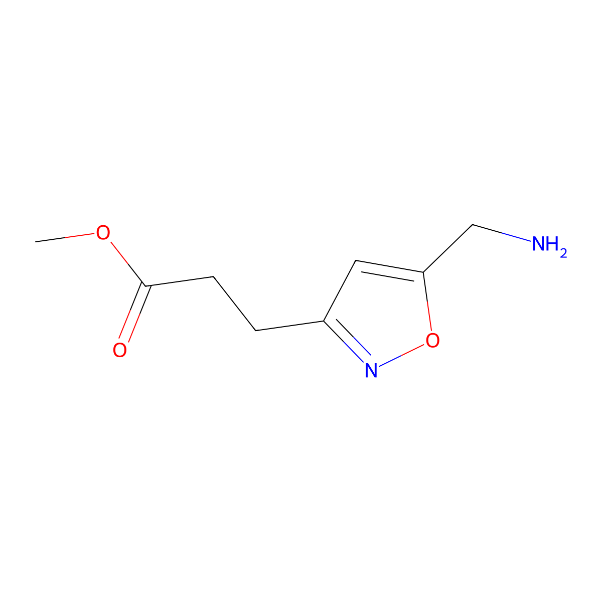Methyl 3-[5-(aminomethyl)-1,2-oxazol-3-yl]propanoate molecular structure, CAS 760142-91-4