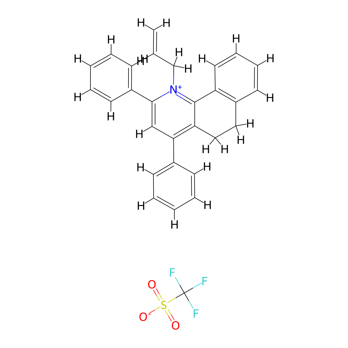 2,4-Diphenyl-1-(prop-2-en-1-yl)-5H,6H-benzo[h]quinolin-1-ium trifluoromethanesulfonate molecular structure, CAS 76017-50-0