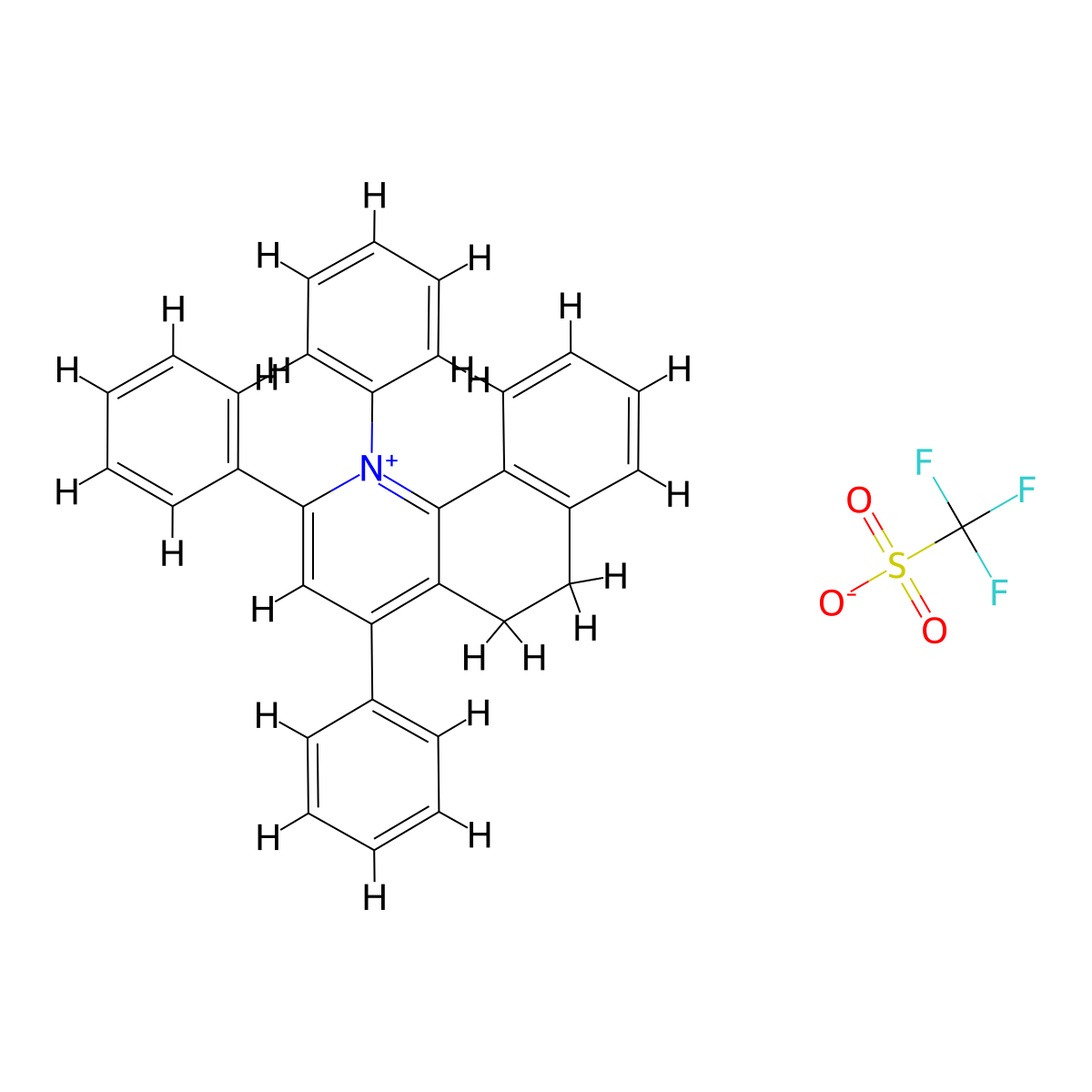 1,2,4-Triphenyl-5,6-dihydrobenzo[h]quinolinium trifluoromethanesulfonate molecular structure, CAS 76017-52-2