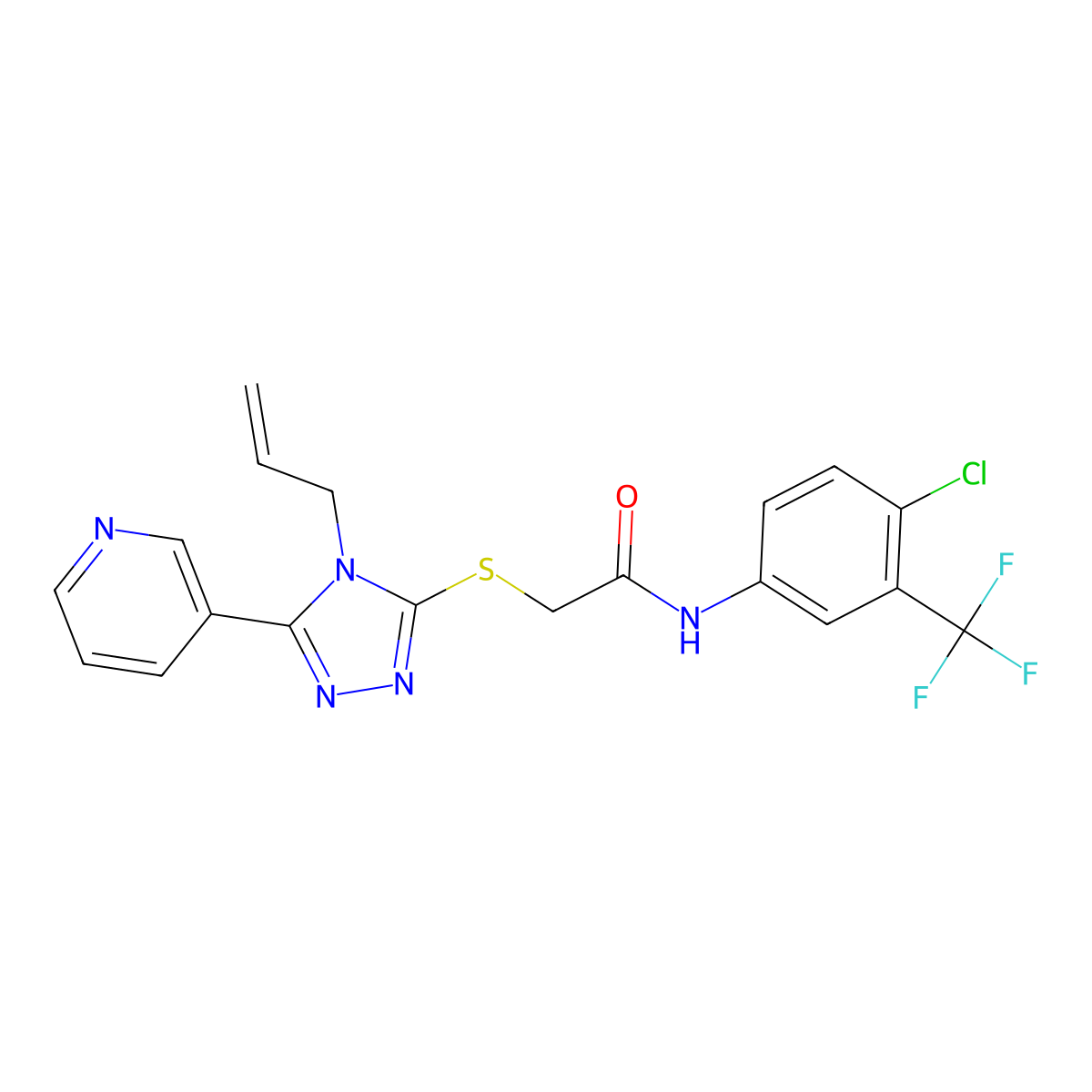 N-[4-chloro-3-(trifluoromethyl)phenyl]-2-{[4-(prop-2-en-1-yl)-5-(pyridin-3-yl)-4H-1,2,4-triazol-3-yl]sulfanyl}acetamide molecular structure, CAS 760180-68-5