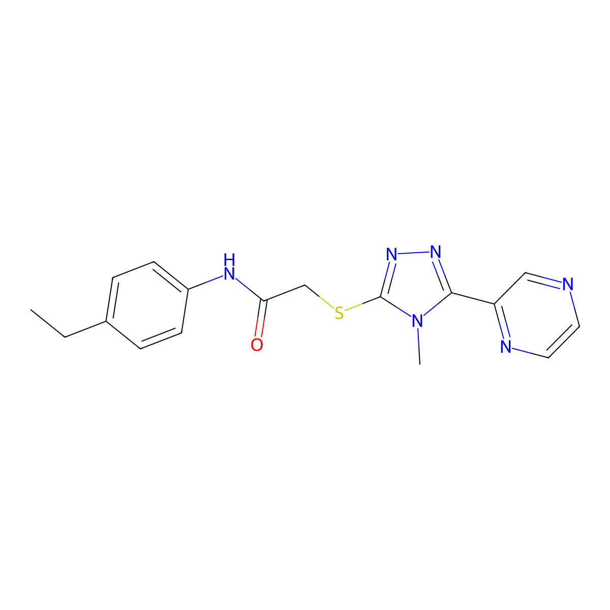 N-(4-ethylphenyl)-2-{[4-methyl-5-(pyrazin-2-yl)-4H-1,2,4-triazol-3-yl]sulfanyl}acetamide molecular structure, CAS 760181-35-9