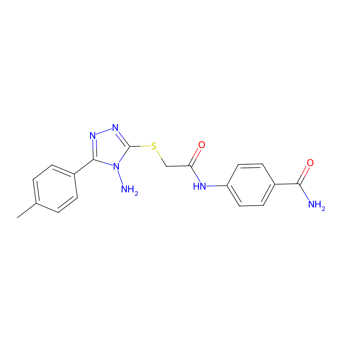 4-{2-[4-Amino-5-(4-methylphenyl)-1,2,4-triazol-3-ylthio]acetylamino}benzamide molecular structure, CAS 760182-97-6
