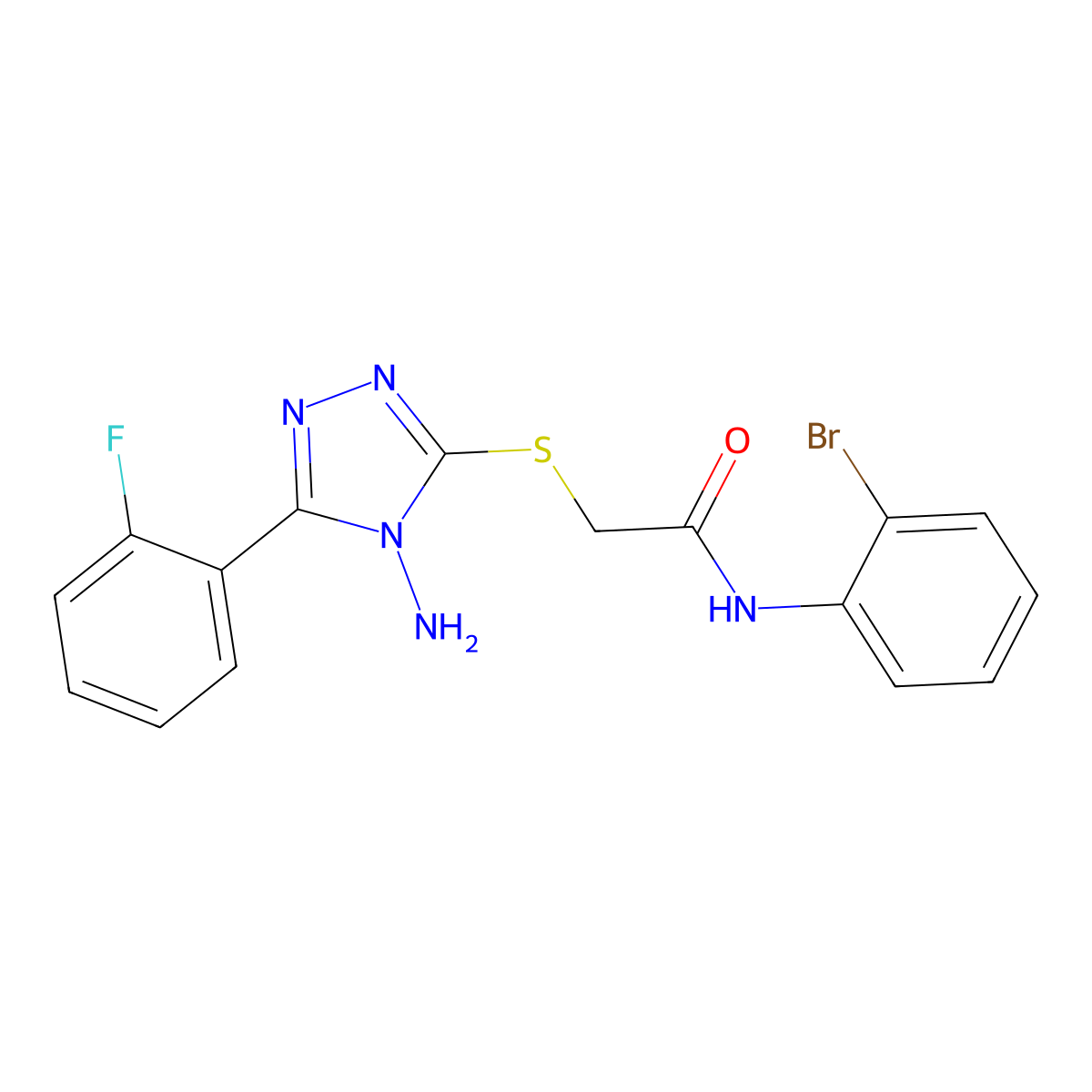2-[4-amino-5-(2-fluorophenyl)(1,2,4-triazol-3-ylthio)]-N-(2-bromophenyl)acetam ide molecular structure, CAS 760184-35-8