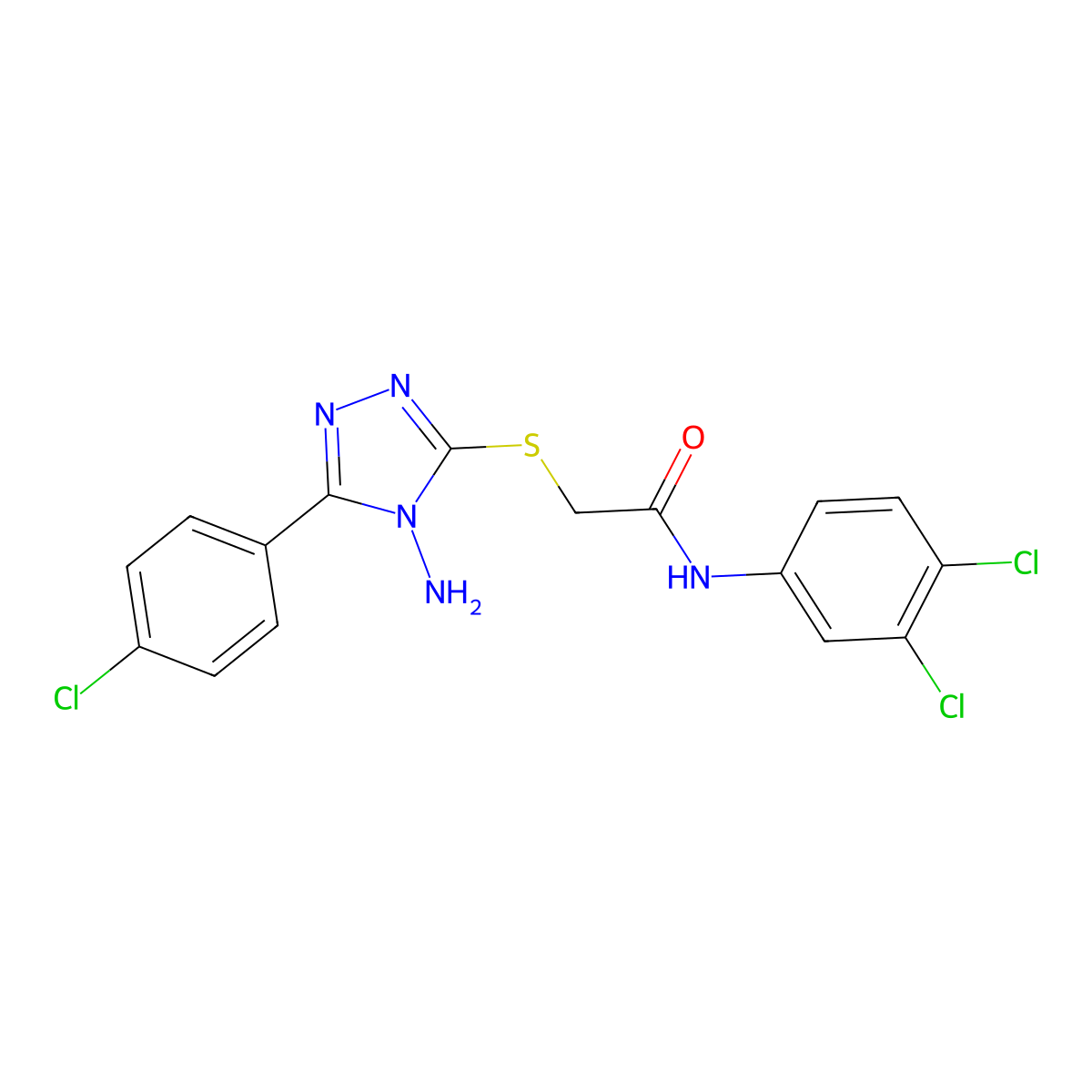 2-((4-amino-5-(4-chlorophenyl)-4H-1,2,4-triazol-3-yl)thio)-N-(3,4-dichlorophenyl)acetamide molecular structure, CAS 760187-12-0