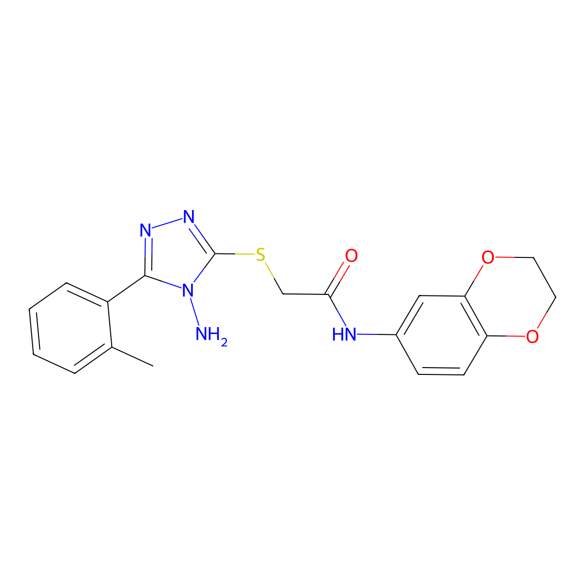 2-{[4-amino-5-(2-methylphenyl)-4H-1,2,4-triazol-3-yl]sulfanyl}-N-(2,3-dihydro-1,4-benzodioxin-6-yl)acetamide molecular structure, CAS 760194-17-0