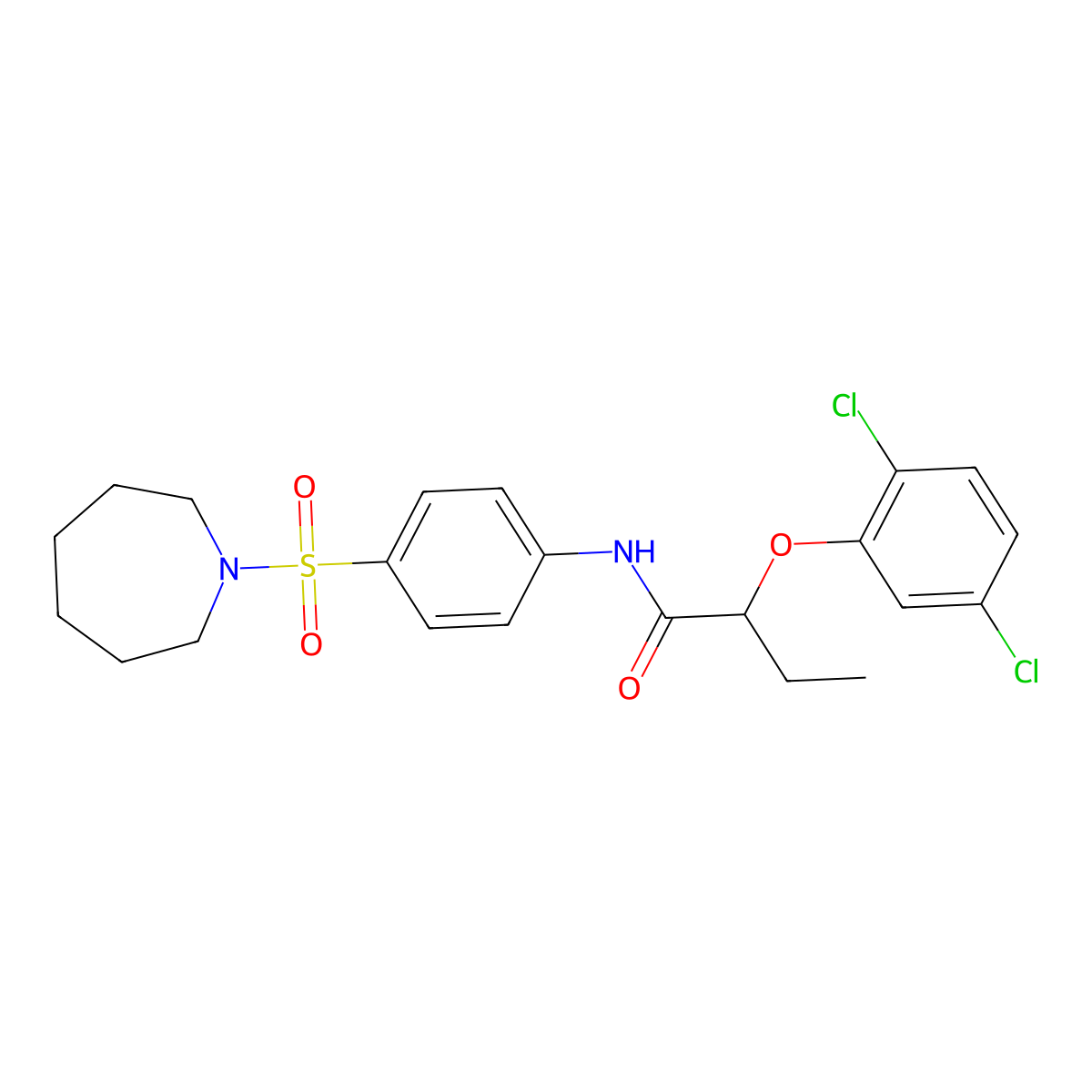 N-[4-(azepan-1-ylsulfonyl)phenyl]-2-(2,5-dichlorophenoxy)butanamide molecular structure, CAS 760194-18-1