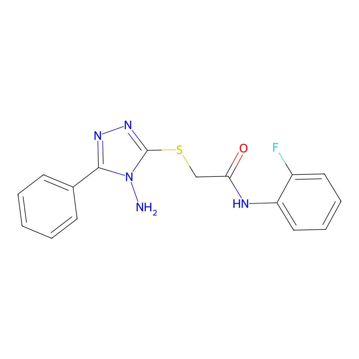 2-((4-amino-5-phenyl-4H-1,2,4-triazol-3-yl)thio)-N-(2-fluorophenyl)acetamide molecular structure, CAS 760194-30-7