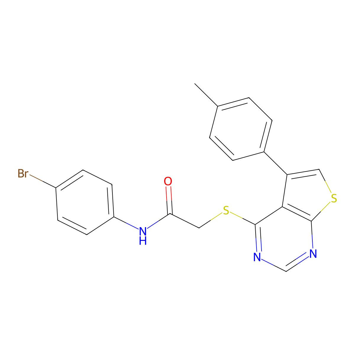 N-(4-bromophenyl)-2-{[5-(4-methylphenyl)thieno[2,3-d]pyrimidin-4-yl]sulfanyl}acetamide molecular structure, CAS 760194-39-6