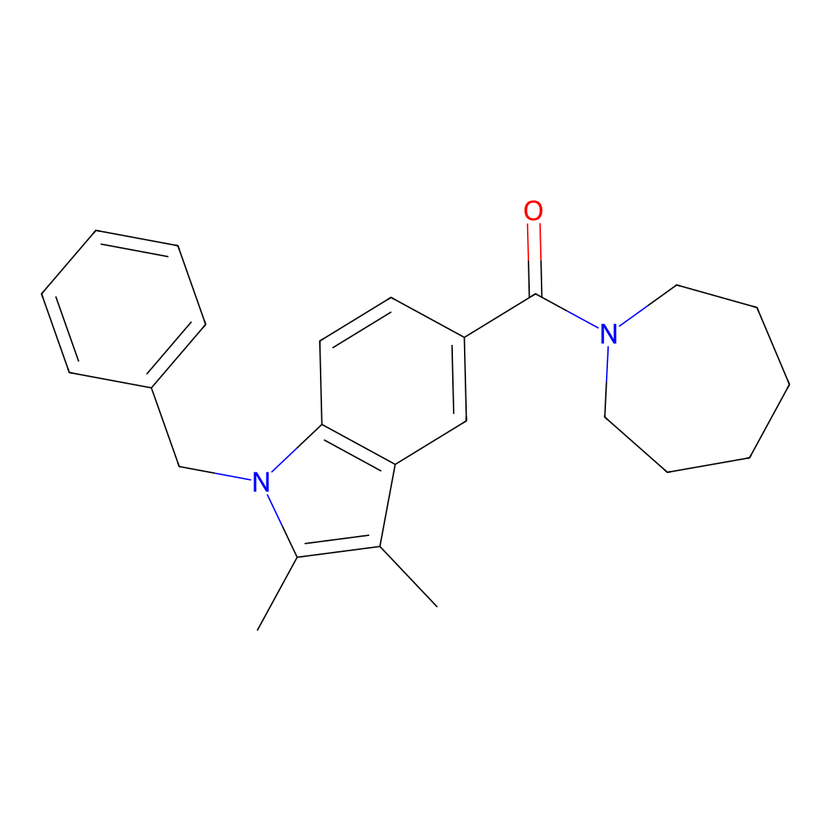 azepan-1-yl(1-benzyl-2,3-dimethyl-1H-indol-5-yl)methanone molecular structure, CAS 760194-41-0
