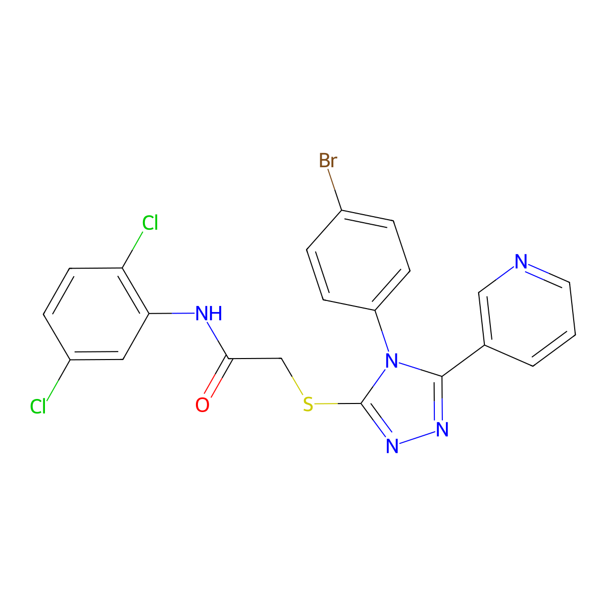 2-{[4-(4-bromophenyl)-5-(pyridin-3-yl)-4H-1,2,4-triazol-3-yl]sulfanyl}-N-(2,5-dichlorophenyl)acetamide molecular structure, CAS 760194-73-8