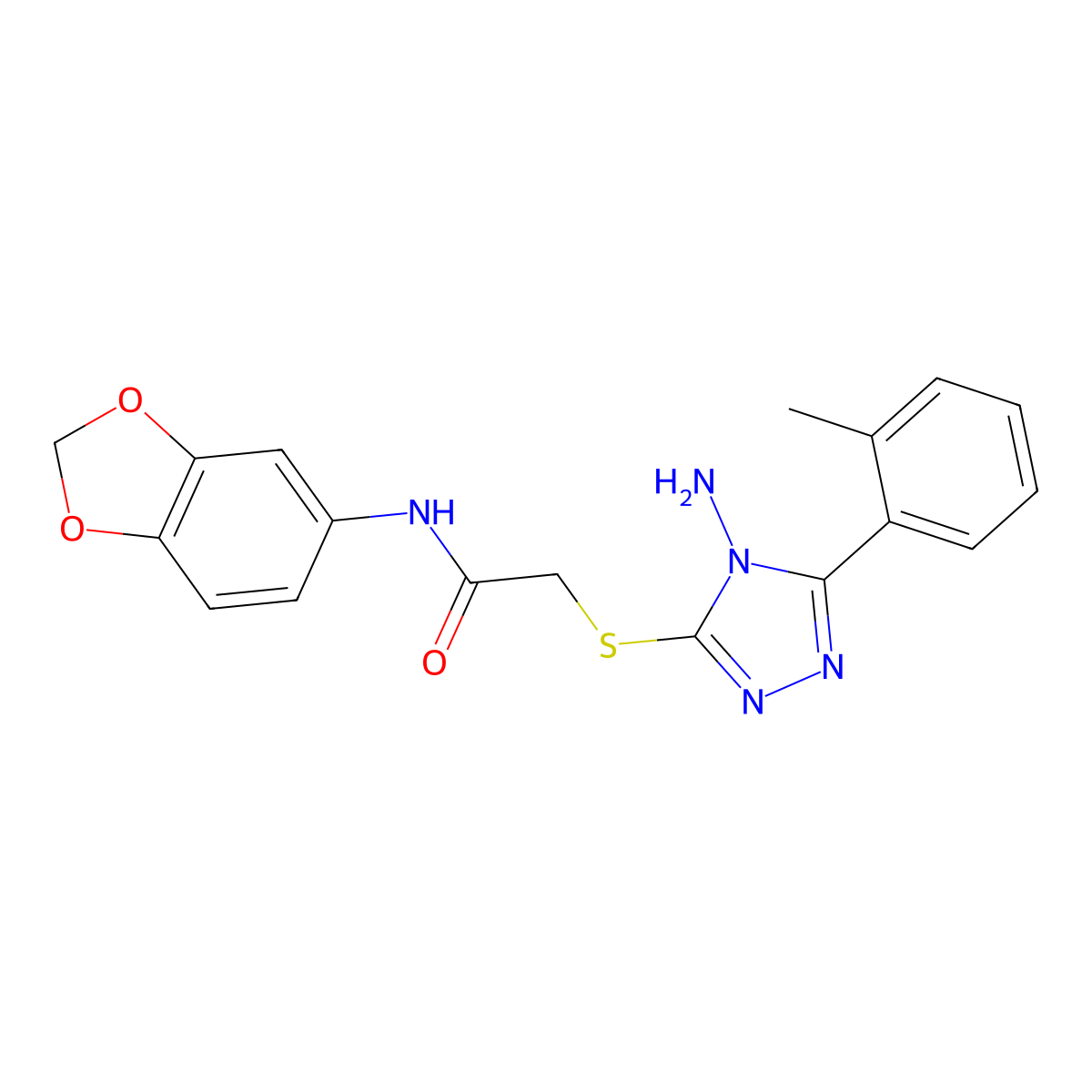 2-{[4-amino-5-(2-methylphenyl)-4H-1,2,4-triazol-3-yl]sulfanyl}-N-(1,3-benzodioxol-5-yl)acetamide molecular structure, CAS 760196-37-0