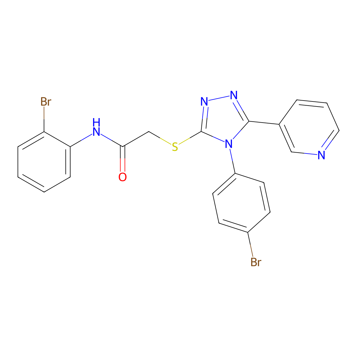 N-(2-BR-PH)-2-((4-(4-BR-PH)-5-(3-Pyridinyl)-4H-1,2,4-triazol-3-YL)thio)acetamide molecular structure, CAS 760196-81-4