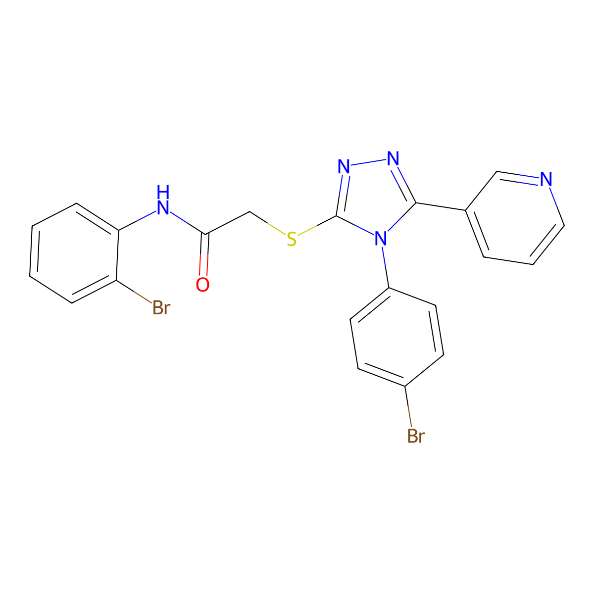 N-(2-BR-PH)-2-((4-(4-BR-PH)-5-(3-Pyridinyl)-4H-1,2,4-triazol-3-YL)thio)acetamide molecular structure, CAS 760196-81-4