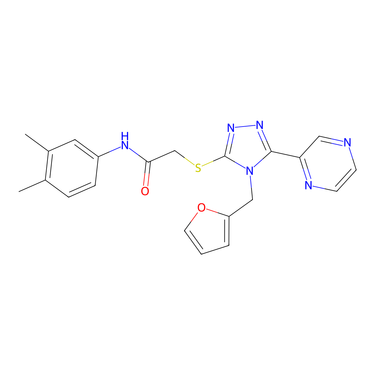 N-(3,4-dimethylphenyl)-2-[[4-(furan-2-ylmethyl)-5-pyrazin-2-yl-1,2,4-triazol-3-yl]sulfanyl]acetamide molecular structure, CAS 760200-89-3