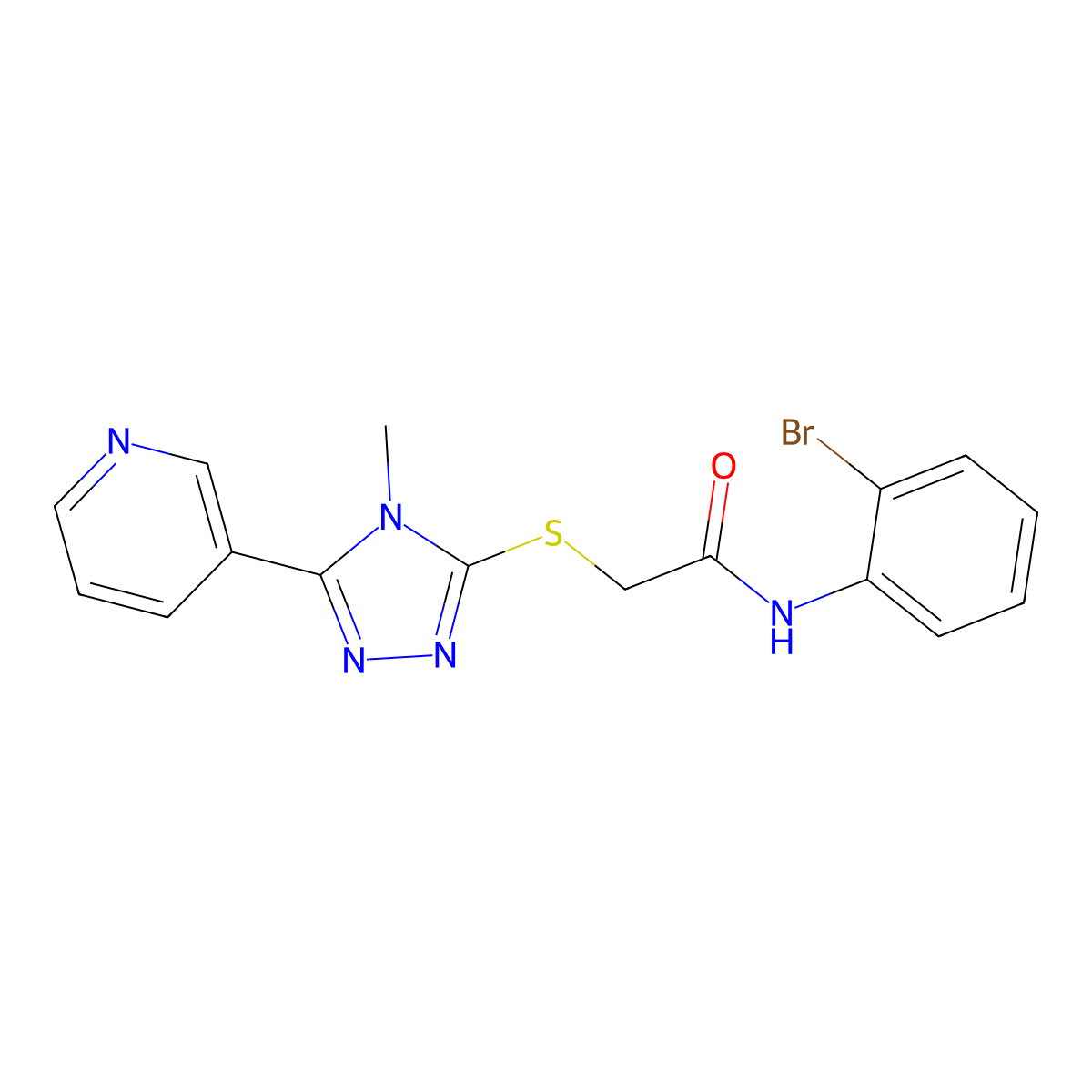 N-(2-bromophenyl)-2-{[4-methyl-5-(pyridin-3-yl)-4H-1,2,4-triazol-3-yl]sulfanyl}acetamide molecular structure, CAS 760202-24-2