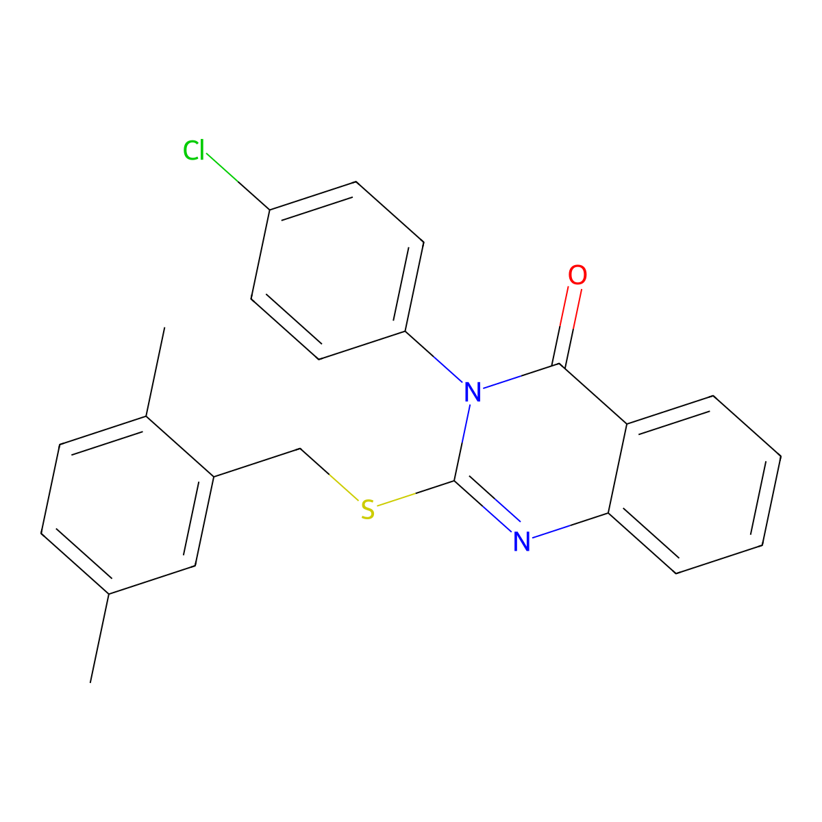 3-(4-Chlorophenyl)-2-((2,5-dimethylbenzyl)thio)-4(3H)-quinazolinone molecular structure, CAS 760203-10-9