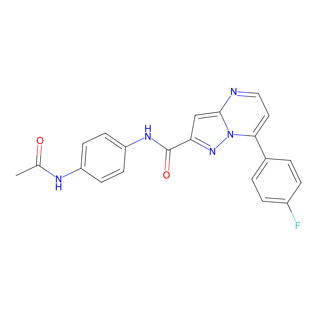 N-(4-acetamidophenyl)-7-(4-fluorophenyl)pyrazolo[1,5-a]pyrimidine-2-carboxamide molecular structure, CAS 760203-12-1
