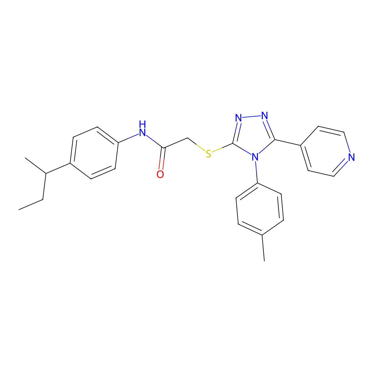 N-[4-(butan-2-yl)phenyl]-2-{[4-(4-methylphenyl)-5-(pyridin-4-yl)-4H-1,2,4-triazol-3-yl]sulfanyl}acetamide molecular structure, CAS 760204-49-7