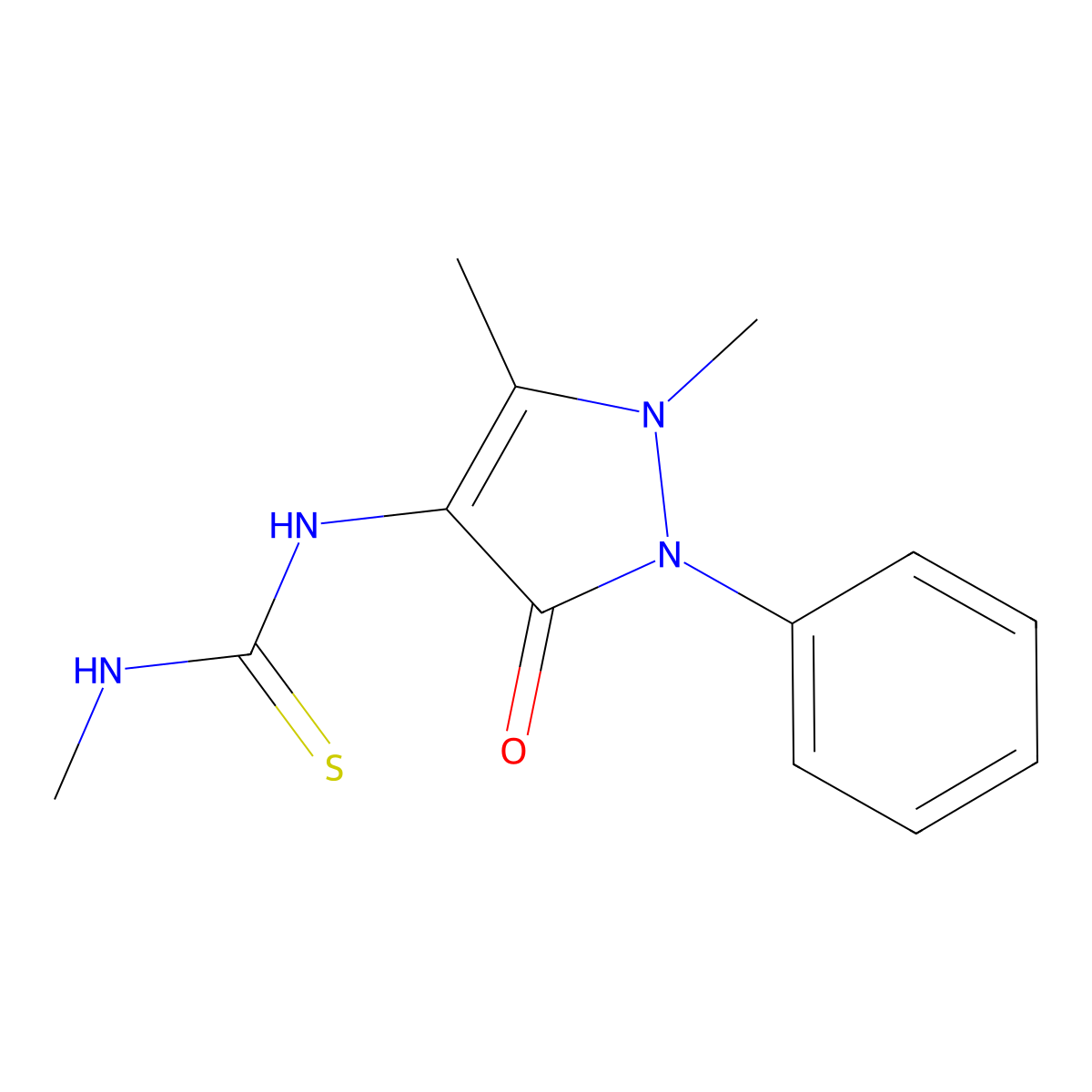 1-(1,5-Dimethyl-3-oxo-2-phenylpyrazol-4-yl)-3-methylthiourea molecular structure, CAS 76030-72-3