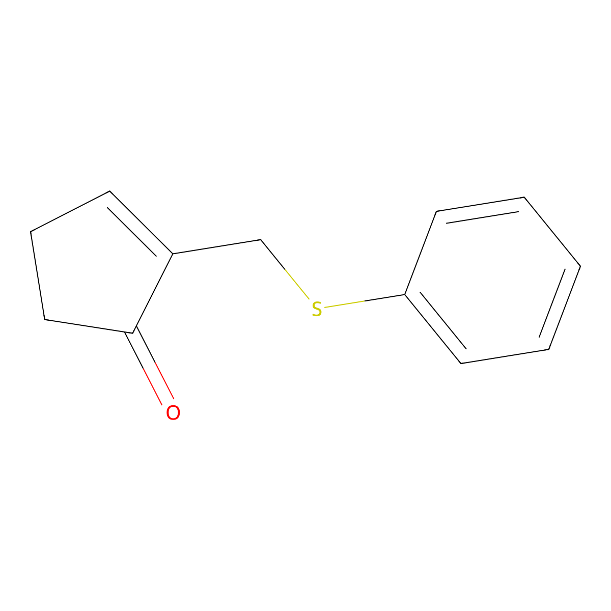 2-[(Phenylthio)methyl]-2-cyclopenten-1-one molecular structure, CAS 76047-52-4