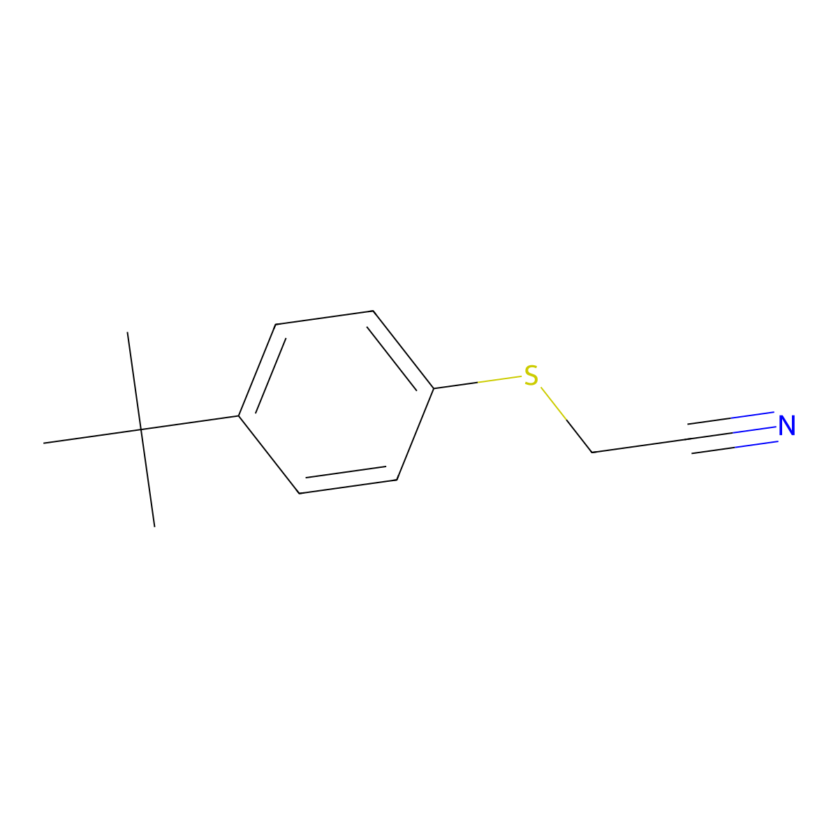Acetonitrile, [[4-(1,1-dimethylethyl)phenyl]thio]- molecular structure, CAS 7605-24-5