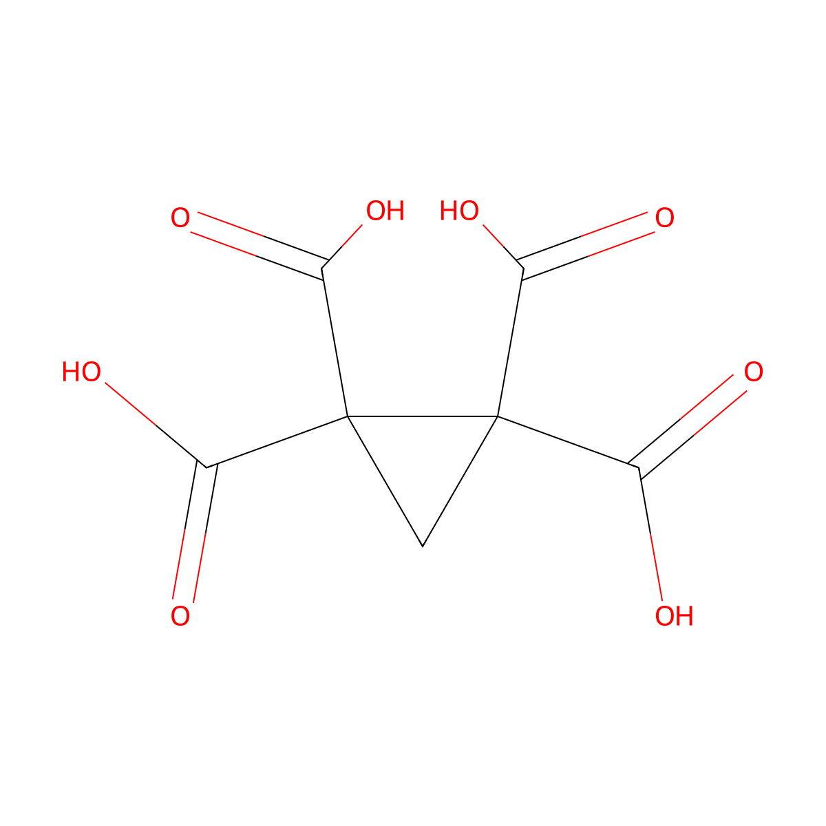 Cyclopropane-1,1,2,2-tetracarboxylic acid molecular structure, CAS 7605-65-4