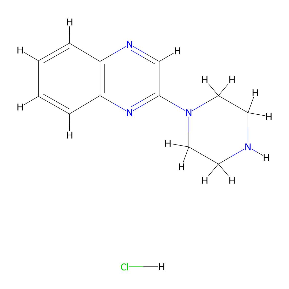 2-Piperazin-1-yl-quinoxaline hydrochloride molecular structure, CAS 76052-62-5
