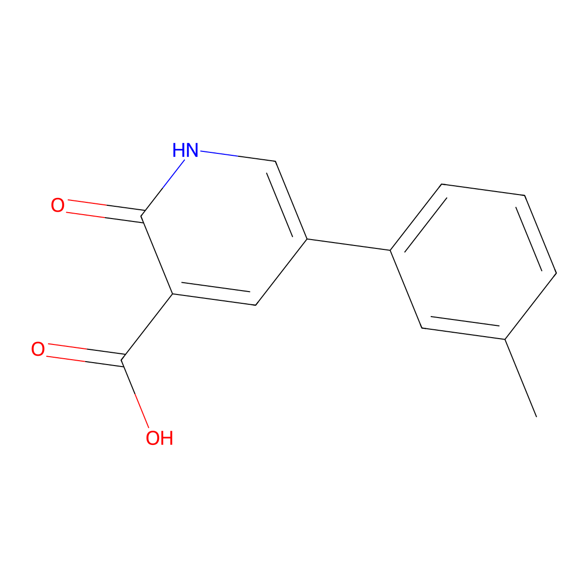 2-Hydroxy-5-(3-methylphenyl)nicotinic acid molecular structure, CAS 76053-40-2