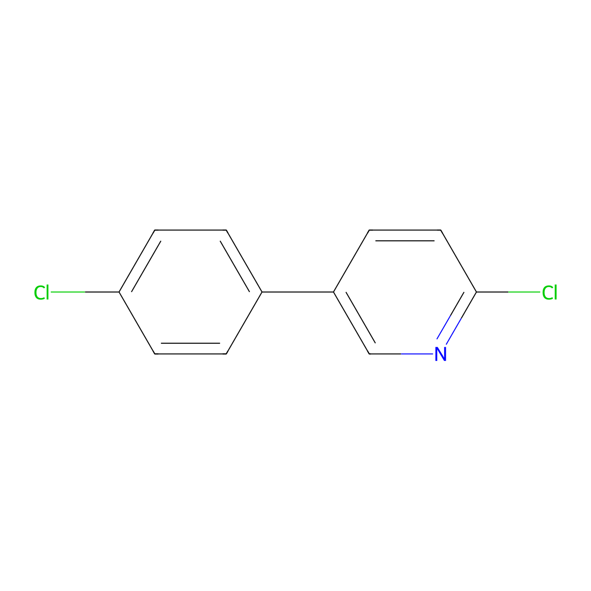 2-Chloro-5-(4-chlorophenyl)pyridine molecular structure, CAS 76053-48-0