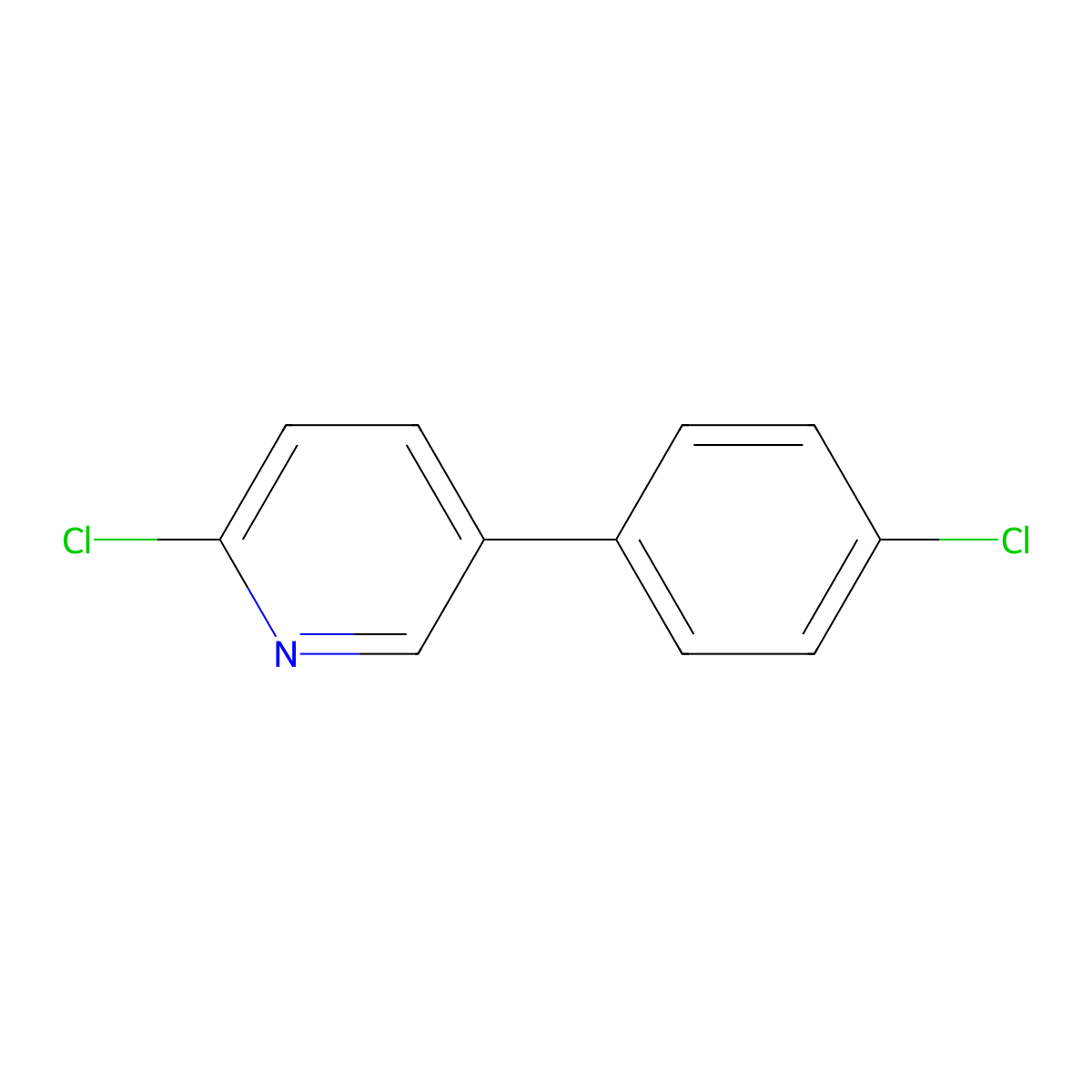 2-Chloro-5-(4-chlorophenyl)pyridine molecular structure, CAS 76053-48-0