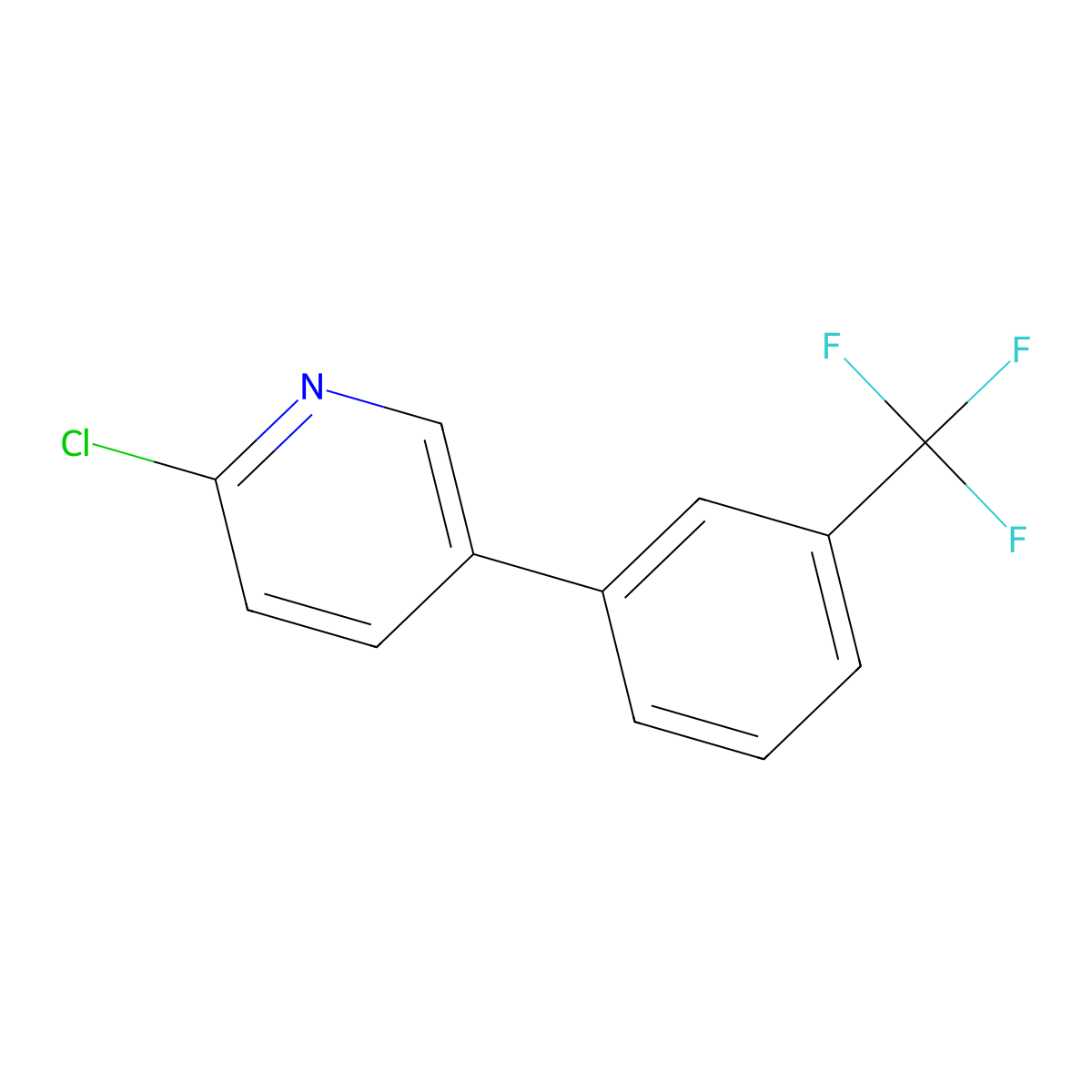 2-Chloro-5-(3-(trifluoromethyl)phenyl)pyridine molecular structure, CAS 76053-50-4