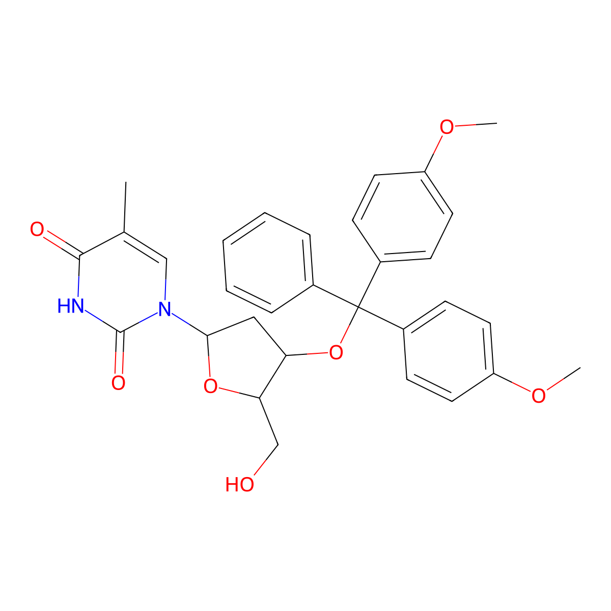 3'-O-(4,4'-Dimethoxytrityl)-thymidine molecular structure, CAS 76054-81-4