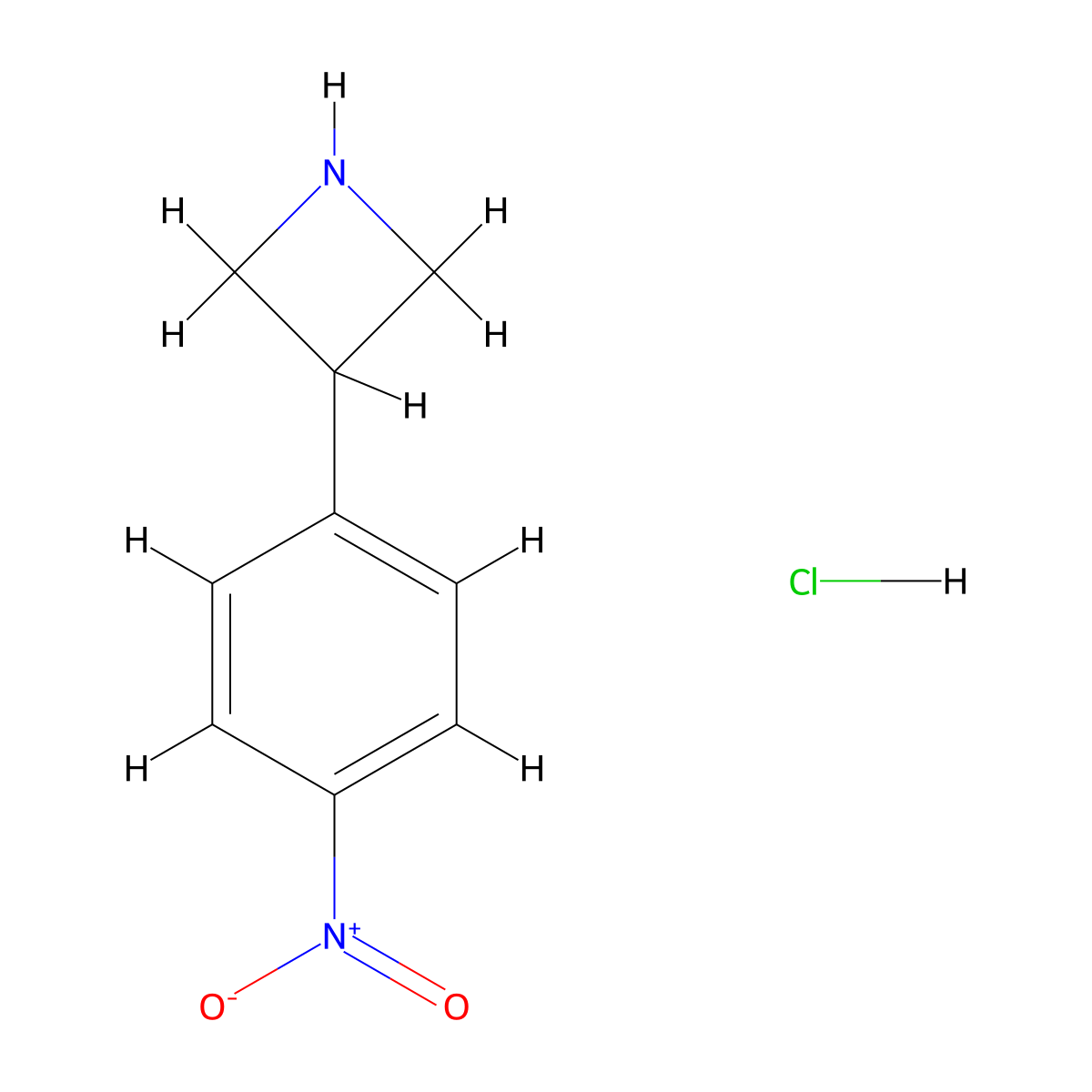 3-(4-Nitrophenyl)azetidine hydrochloride molecular structure, CAS 7606-34-0