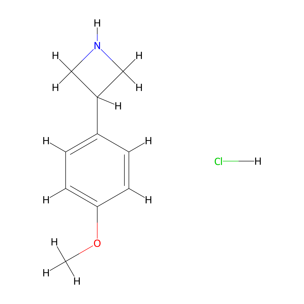 3-(4-Methoxyphenyl)azetidine hydrochloride molecular structure, CAS 7606-35-1