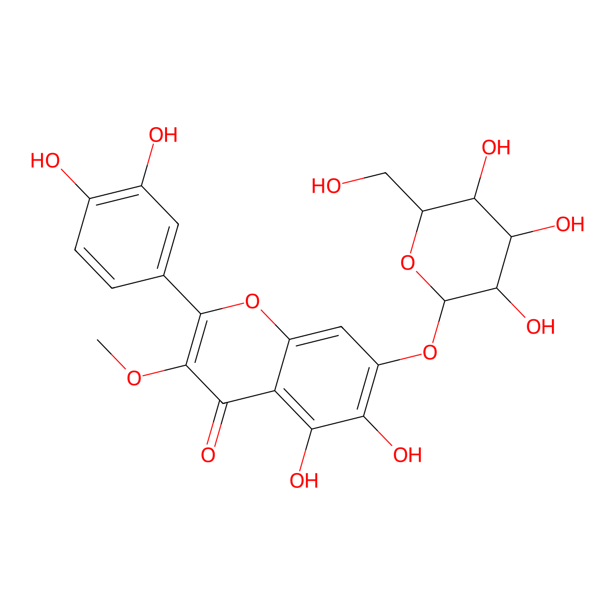 Quercetagetin 3-methyl ether 7-glucoside molecular structure, CAS 76060-29-2