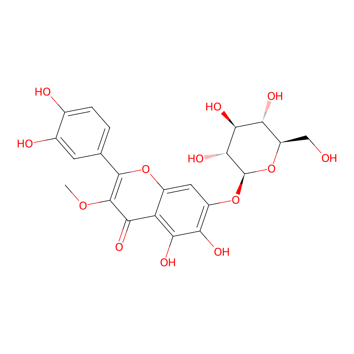 Quercetagetin 3-methyl ether 7-glucoside molecular structure, CAS 76060-29-2