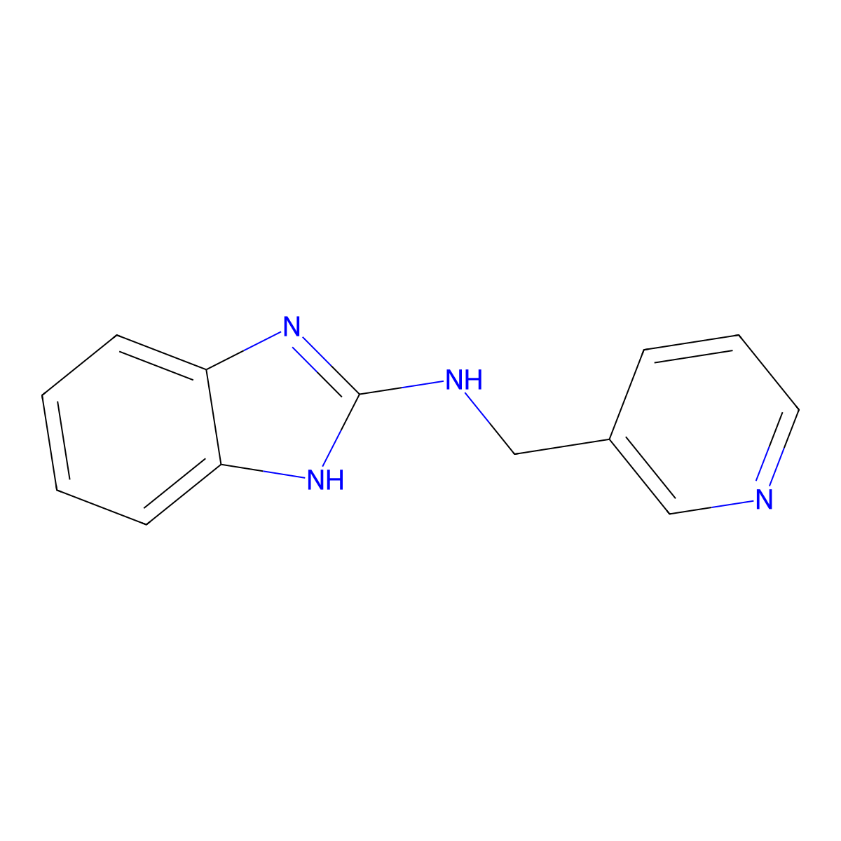 N-(pyridin-3-ylmethyl)-1H-1,3-benzodiazol-2-amine molecular structure, CAS 76061-15-9