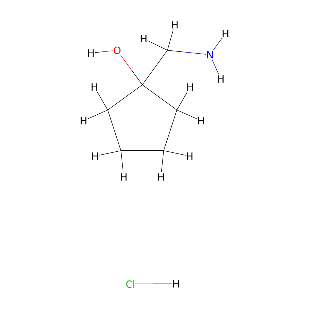 1-(Aminomethyl)cyclopentan-1-ol--hydrogen chloride (1/1) molecular structure, CAS 76066-27-8