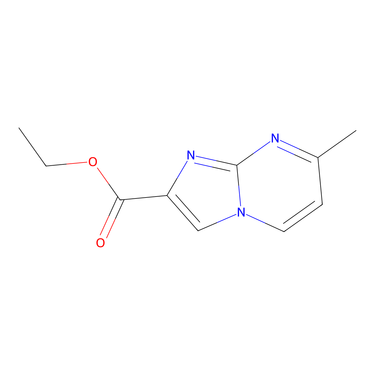 Ethyl 7-methylimidazo[1,2-a]pyrimidine-2-carboxylate molecular structure, CAS 76075-24-6
