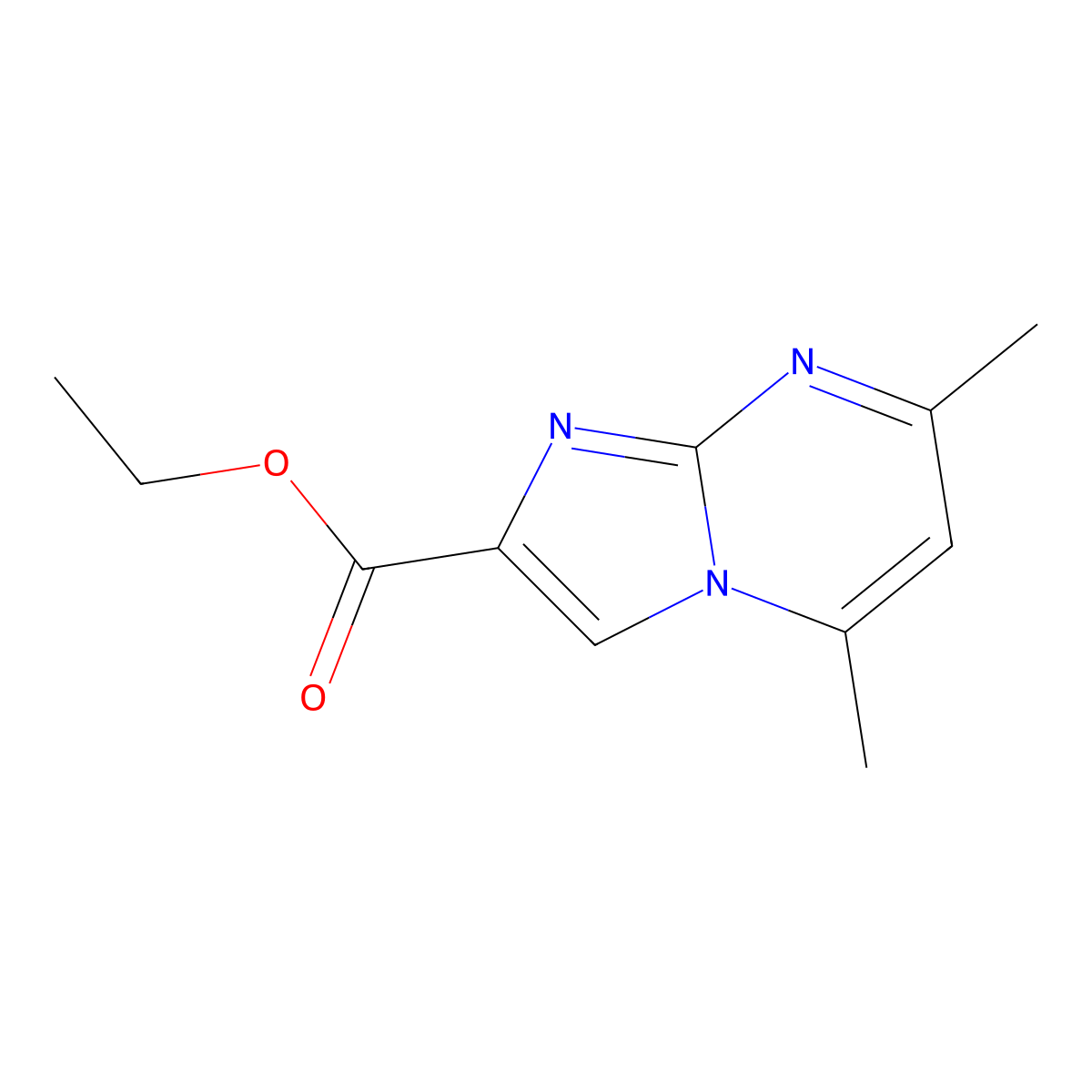 Ethyl 5,7-dimethylimidazo[1,2-a]pyrimidine-2-carboxylate molecular structure, CAS 76075-25-7