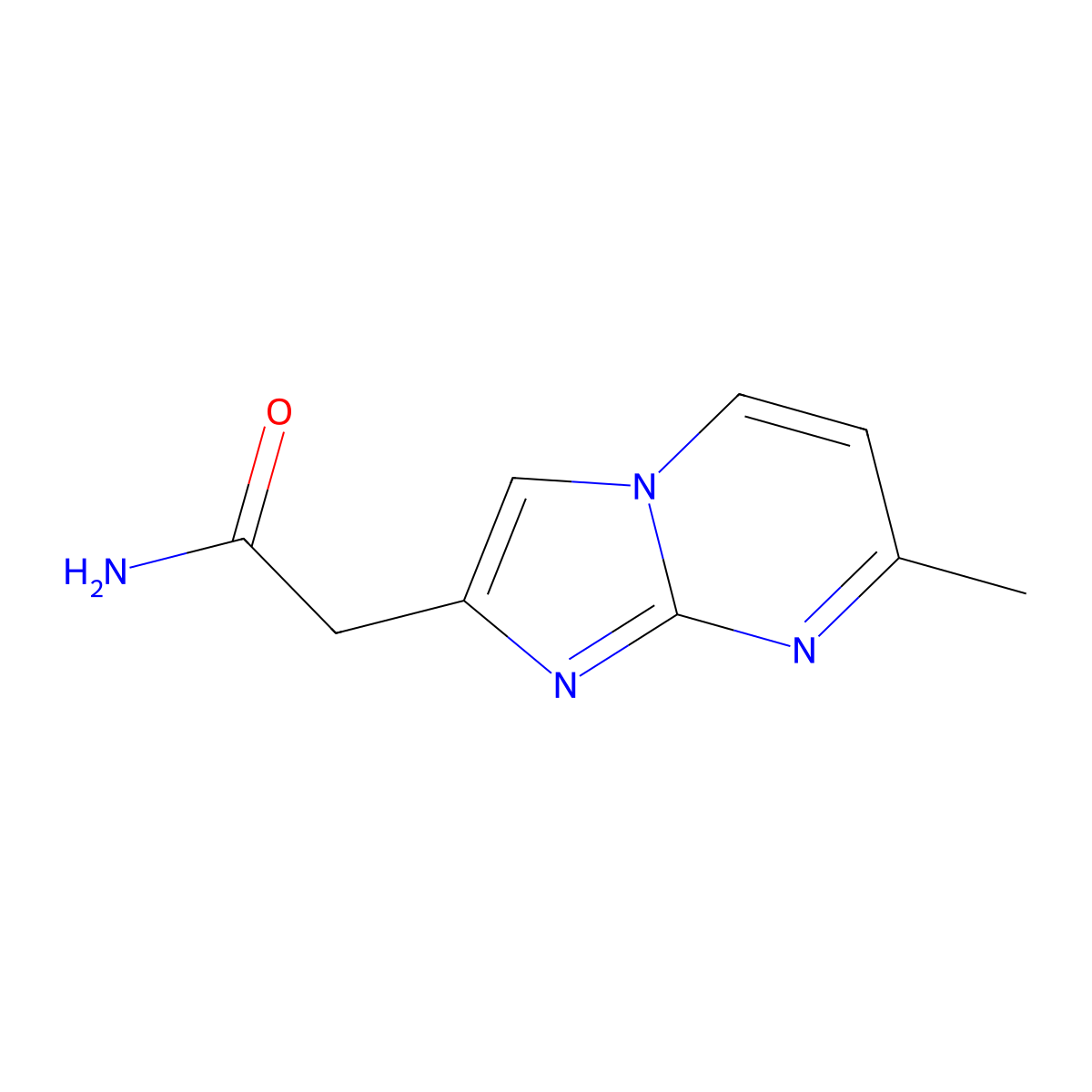 2-{7-Methylimidazo[1,2-a]pyrimidin-2-yl}acetamide molecular structure, CAS 76075-31-5