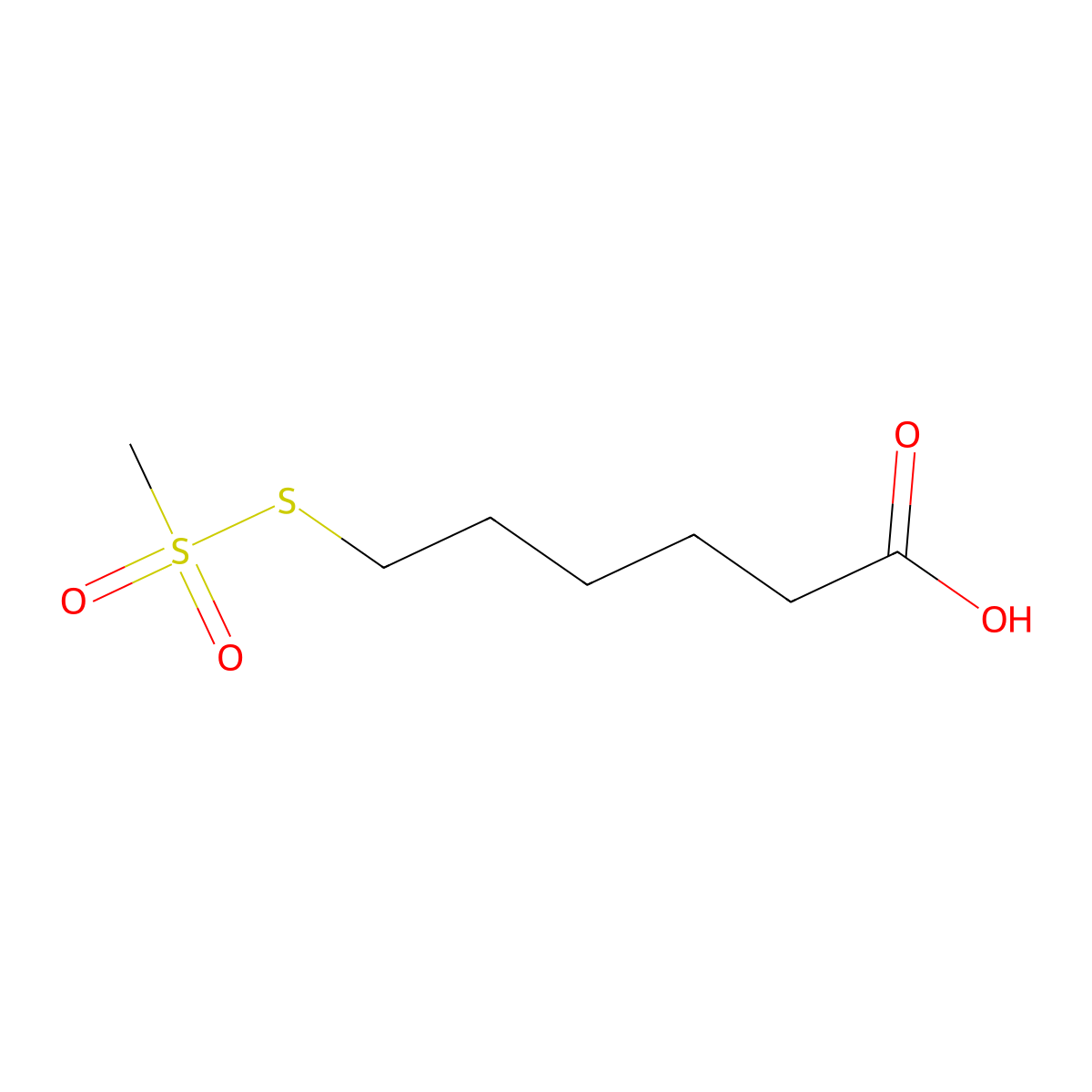 6-((Methylsulfonyl)thio)hexanoic acid molecular structure, CAS 76078-72-3