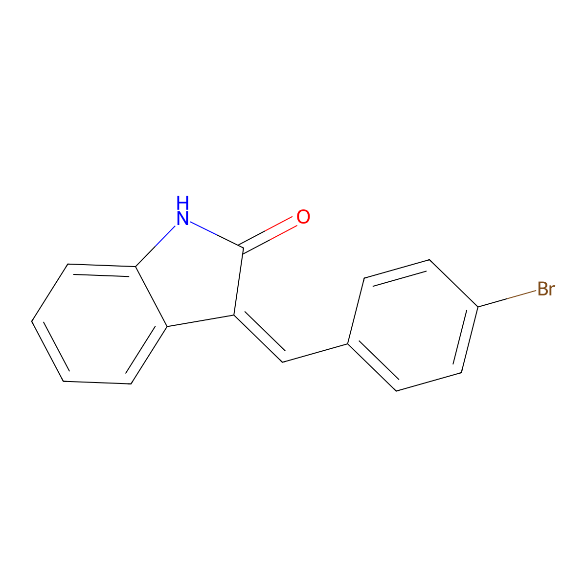 (3Z)-3-[(4-bromophenyl)methylidene]-1H-indol-2-one molecular structure, CAS 76086-99-2