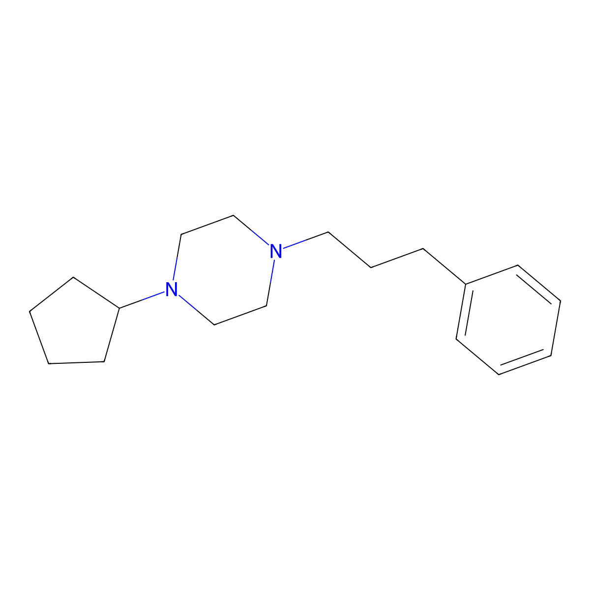 1-Cyclopentyl-4-(3-phenylpropyl)piperazine molecular structure, CAS 76087-48-4