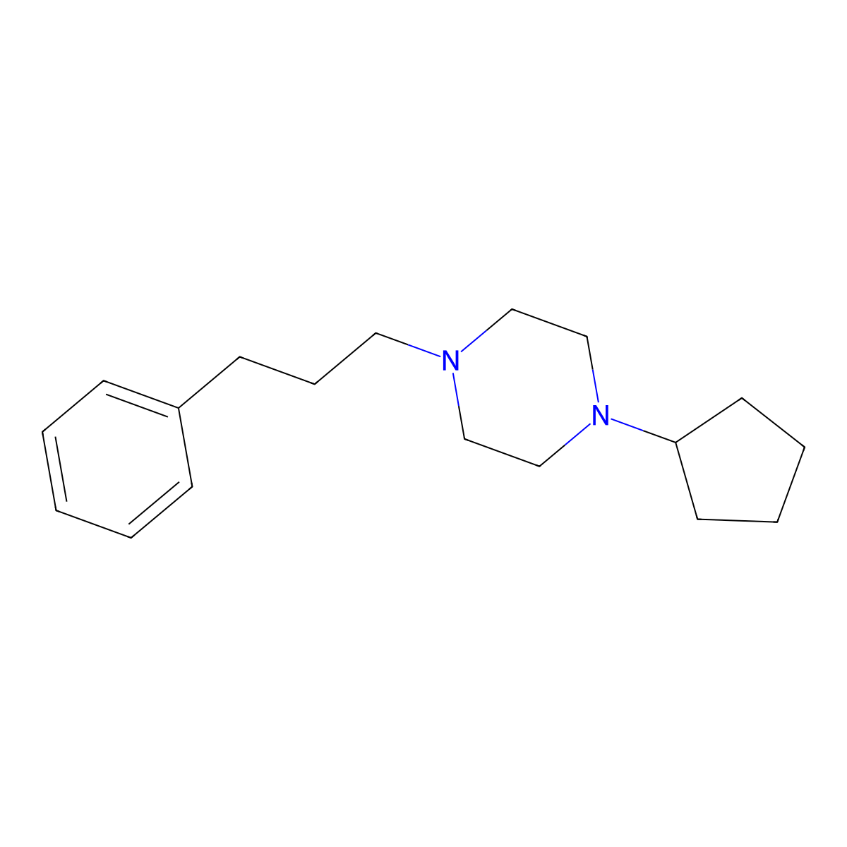 1-Cyclopentyl-4-(3-phenylpropyl)piperazine molecular structure, CAS 76087-48-4